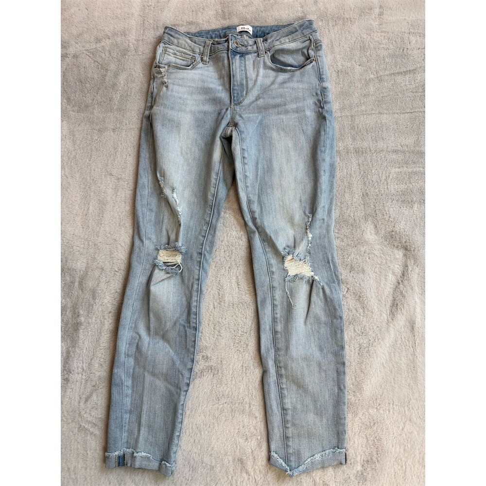 A2 by S.A Jeans Womens Size 5 Light Wash Distressed Skinny Jeans 27 Inseam